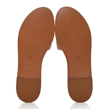 Louis Vuitton Calfskin Lock It Flat Mule 37.5 Cognac 5 of 11