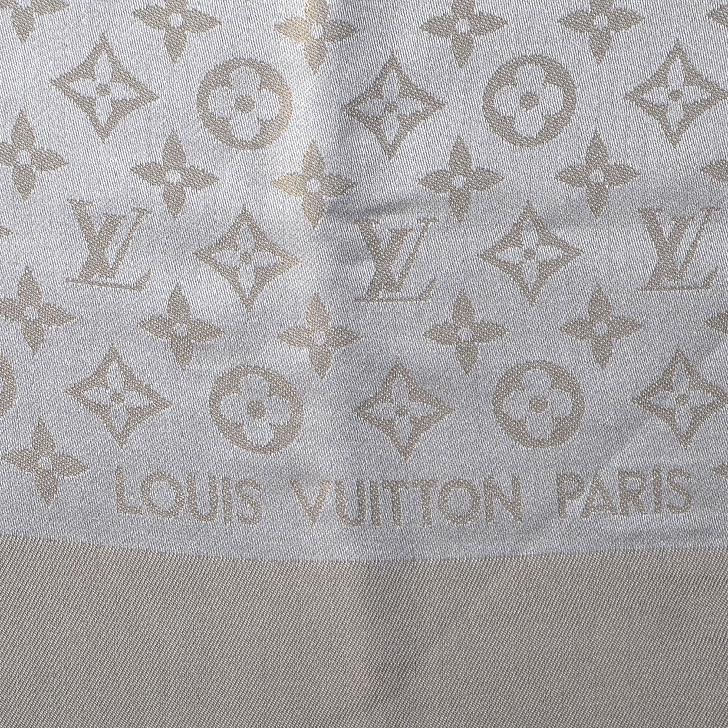 Louis Vuitton Silk Lurex Wool Monogram Shine Shawl Beige 1 of 5