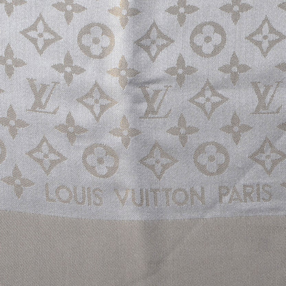 Louis Vuitton Silk Lurex Wool Monogram Shine Shawl Beige 1 of 5