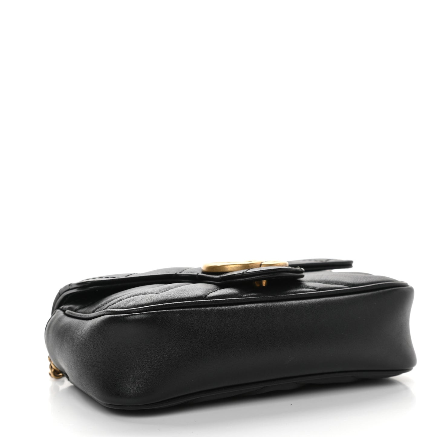 Calfskin Matelasse Super Mini GG Marmont Shoulder Bag Black