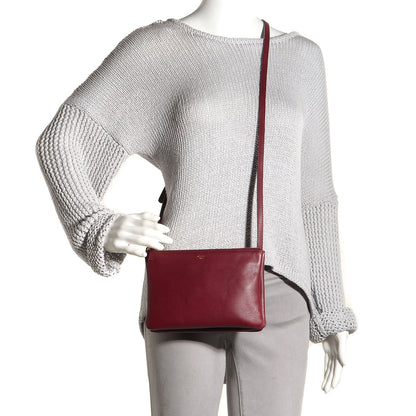 Celine Lambskin Small Trio Crossbody Bag Burgundy 2 of 7
