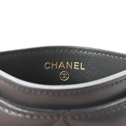Chanel Shiny Goatskin Quilted Chanel 19 Card Holder Dark Grey 6 of 9