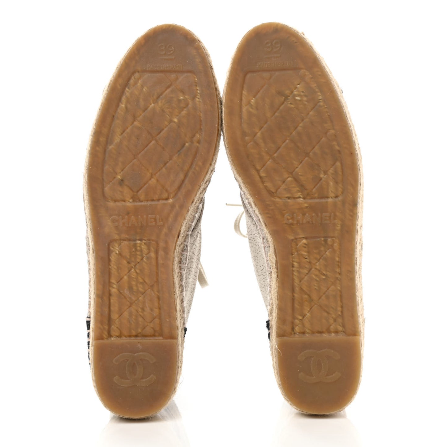 Crackled Calfskin High Top Espadrilles 39 Light Beige Black