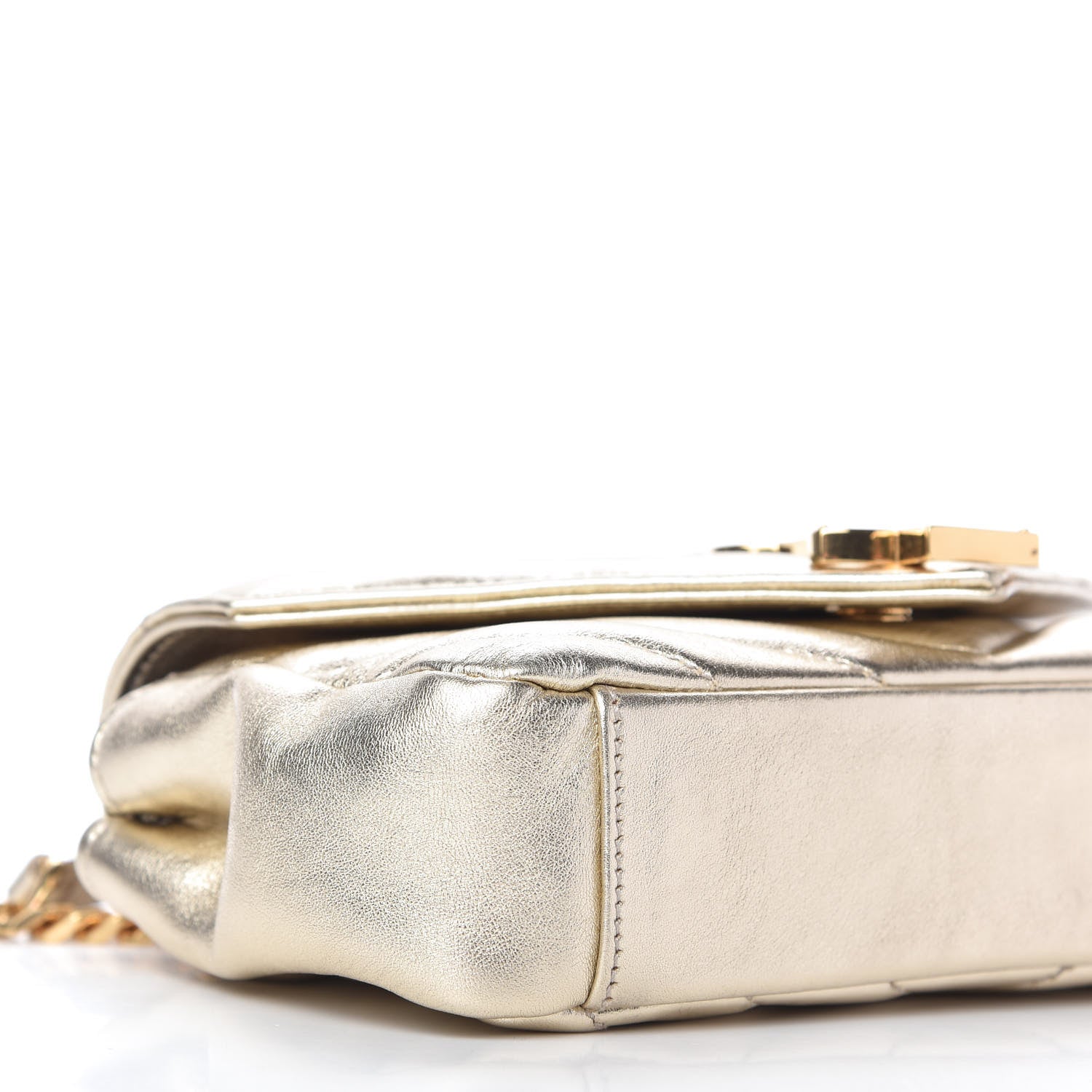 Saint Laurent Metallic Nappa Matelasse Chevron Classic Monogram Baby Chain Bag Gold 6 of 10