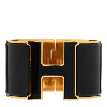 Hermes Enamel Extra Wide Clic Clac H Bracelet GM Black 1 of 4
