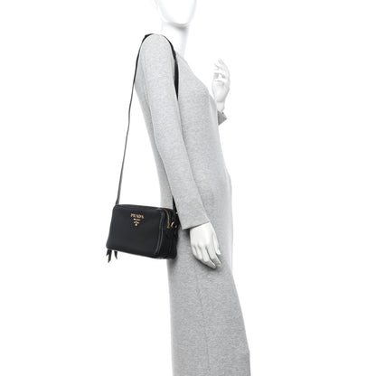 Prada Vitello Daino Medium Double Zip Shoulder Bag Black 2 of 12