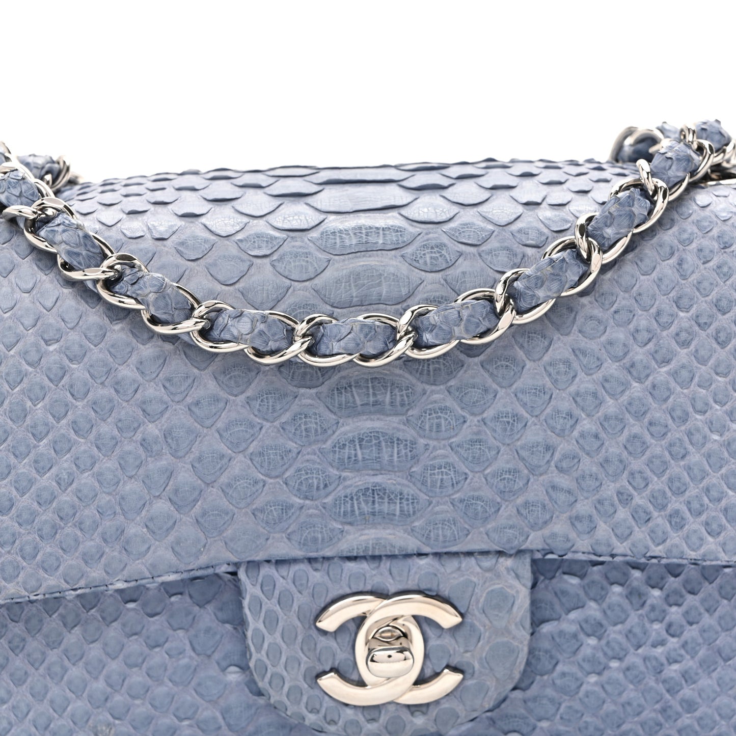 Snakeskin Mini Rectangular Flap Blue