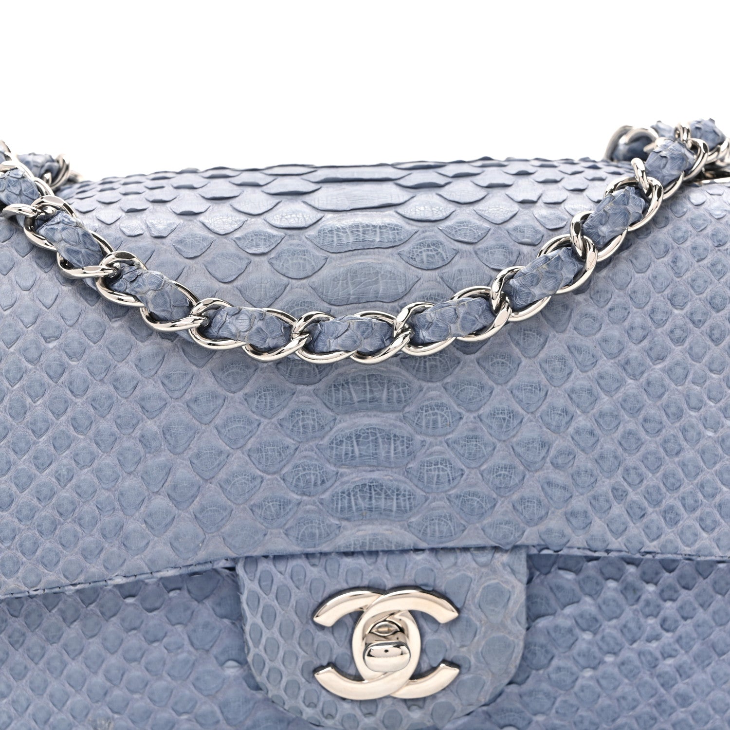 Chanel Snakeskin Mini Rectangular Flap Blue 8 of 11