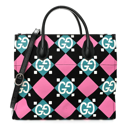 Gucci Canvas GG Geometric Print Tote Bag Black Multicolor 1 of 9