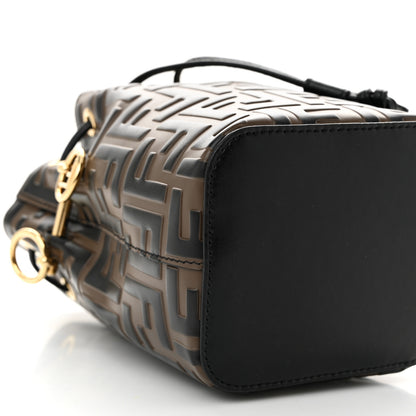 Fendi Vitello Liberty F is Fendi Bi-Color FF 1974 Embossed Mini Mon Tresor Bucket Bag Maya Black 9 of 10