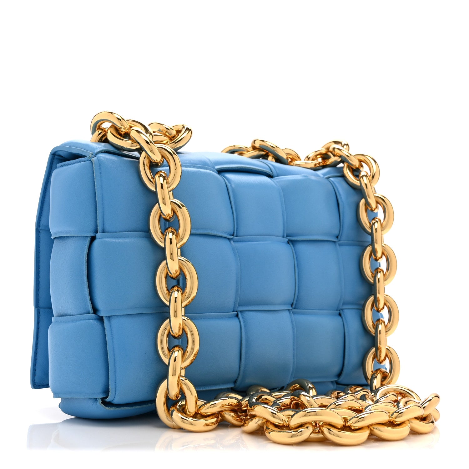 Bottega Veneta Lambskin Maxi Intreccio Padded Chain Cassette Crossbody Bag Swimming Pool 3 of 11