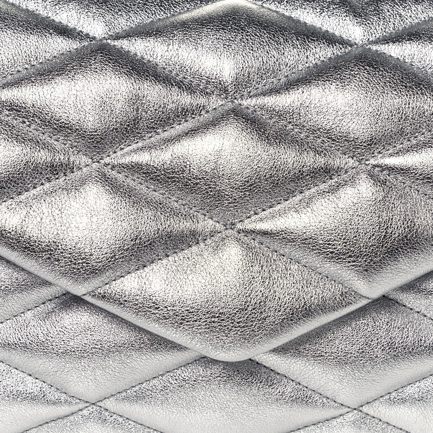 Saint Laurent Metallic Lambskin Quilted Sade Puffer Envelope Clutch Argento 8 of 13