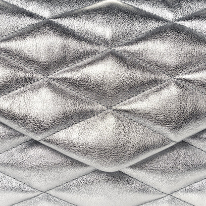 Saint Laurent Metallic Lambskin Quilted Sade Puffer Envelope Clutch Argento 8 of 13