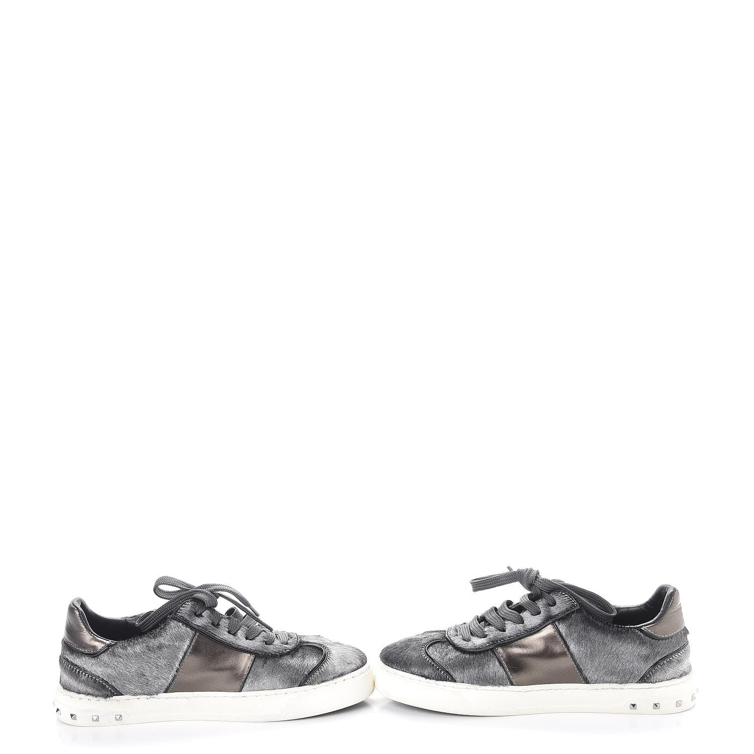 Valentino Garavani Metallic Calf Hair Rockstud Sneakers 36 Silver 5 of 12