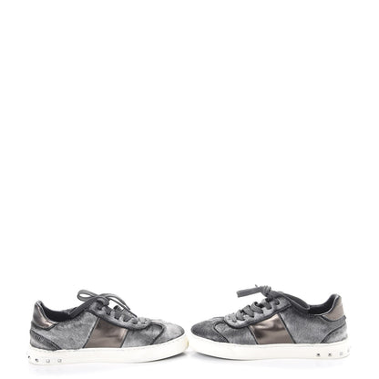 Valentino Garavani Metallic Calf Hair Rockstud Sneakers 36 Silver 5 of 12