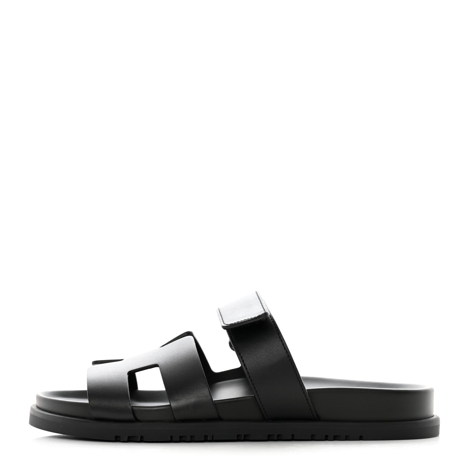 Hermes Calfskin Womens Chypre Sandals 38.5 Black 1 of 8