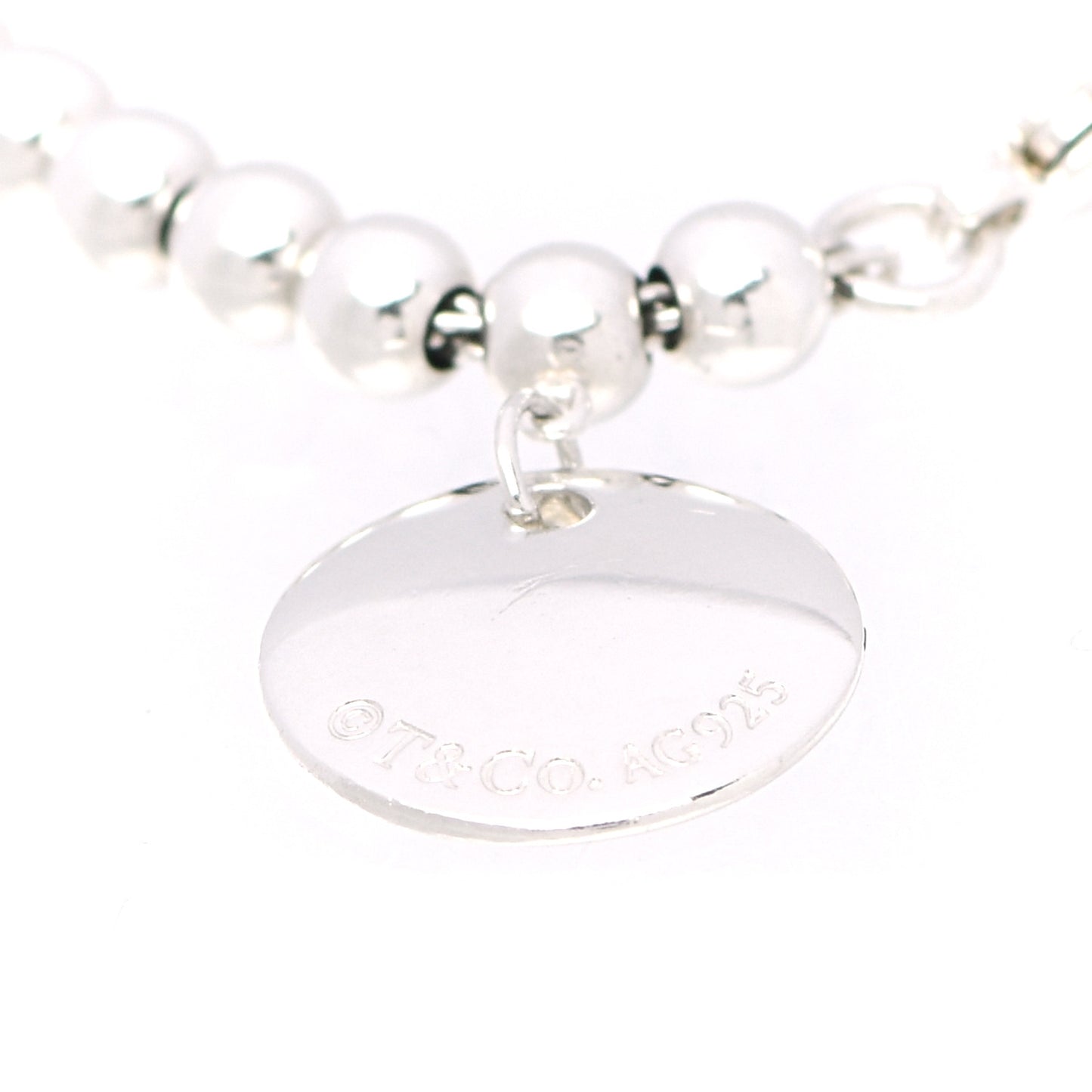 Sterling Silver 4mm I Love You Round Tag Bead Bracelet
