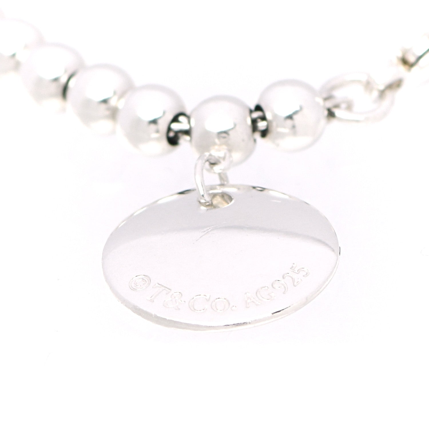 Tiffany Sterling Silver 4mm I Love You Round Tag Bead Bracelet 4 of 6
