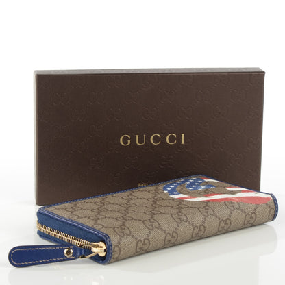 Gucci GG Plus Monogram USA Flag Zip Around Wallet Blue 4 of 7