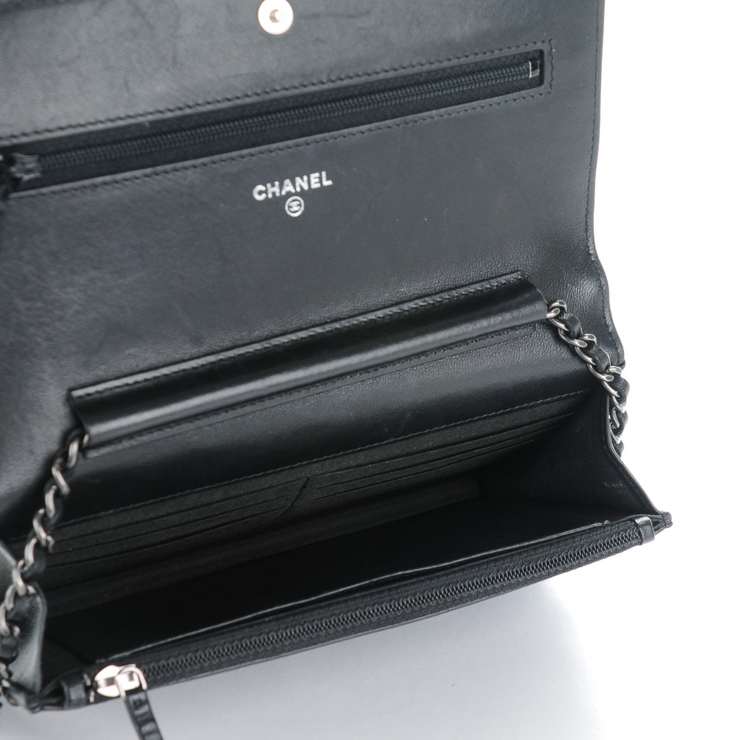 Lambskin Quilted Boy Wallet On Chain WOC Black