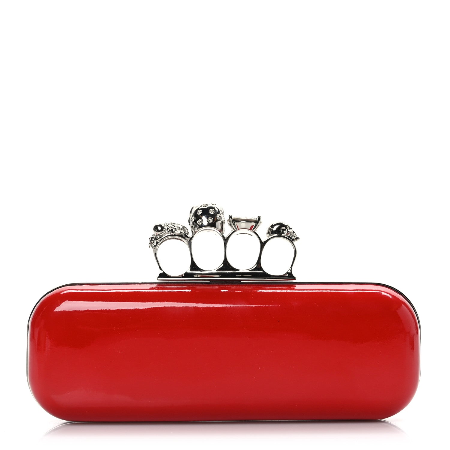 Alexander McQueen Patent Skull Knuckle Clutch Red 1 of 10