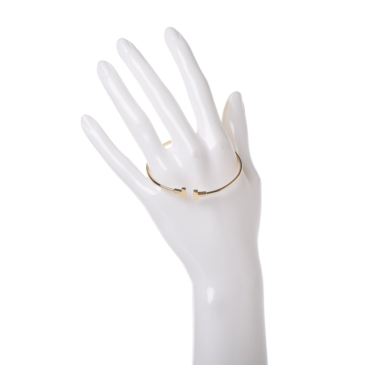 Tiffany 18K Yellow Gold Narrow T Wire Bracelet 3 of 4