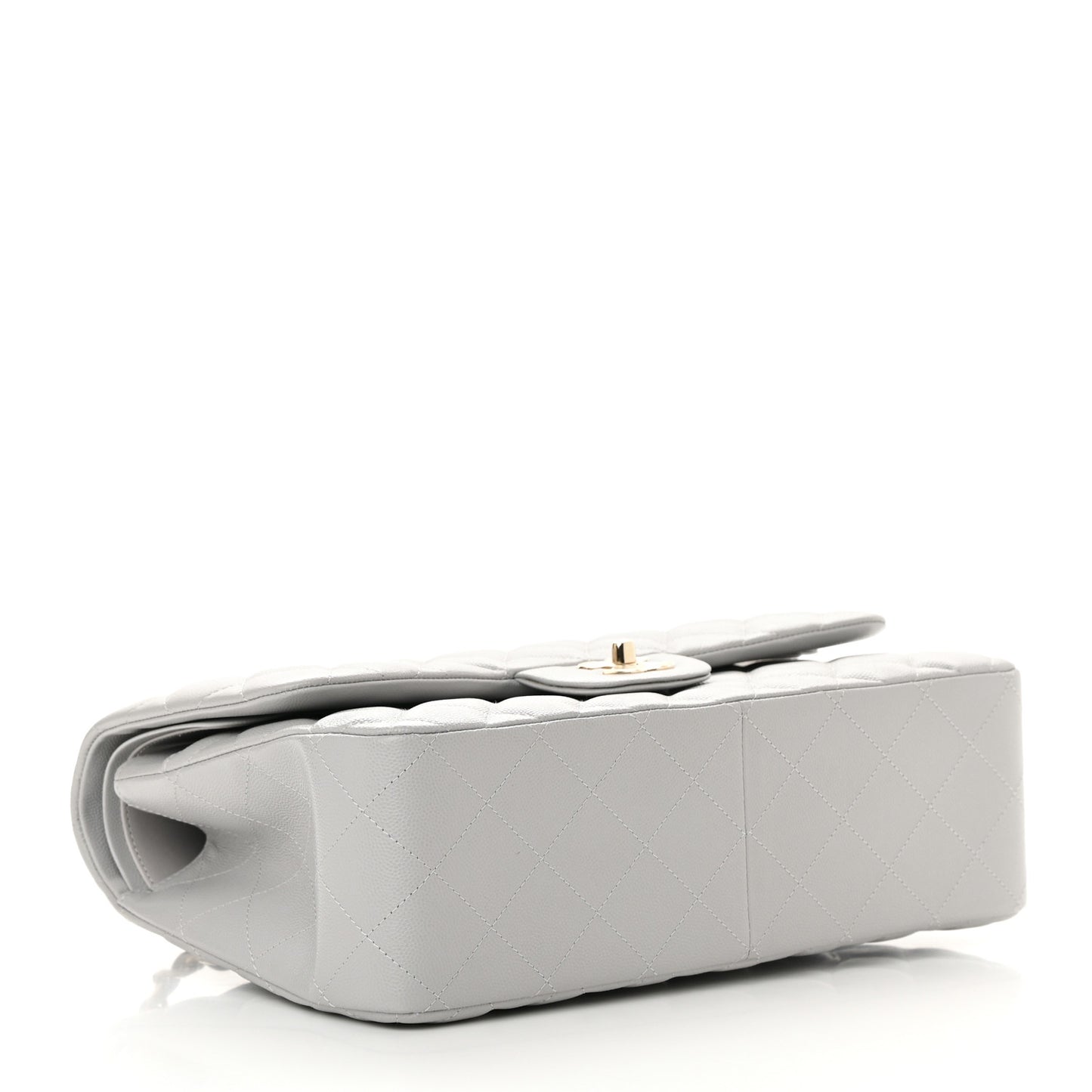 Caviar Quilted Jumbo Double Flap Grey