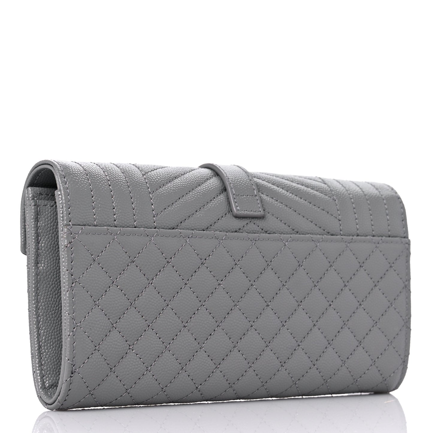 Grain De Poudre Mixed Matelasse Triquilt Large Monogram Wallet Stone
