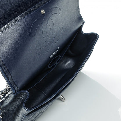 Chanel Caviar Quilted Jumbo Double Flap Navy Blue 7 of 7