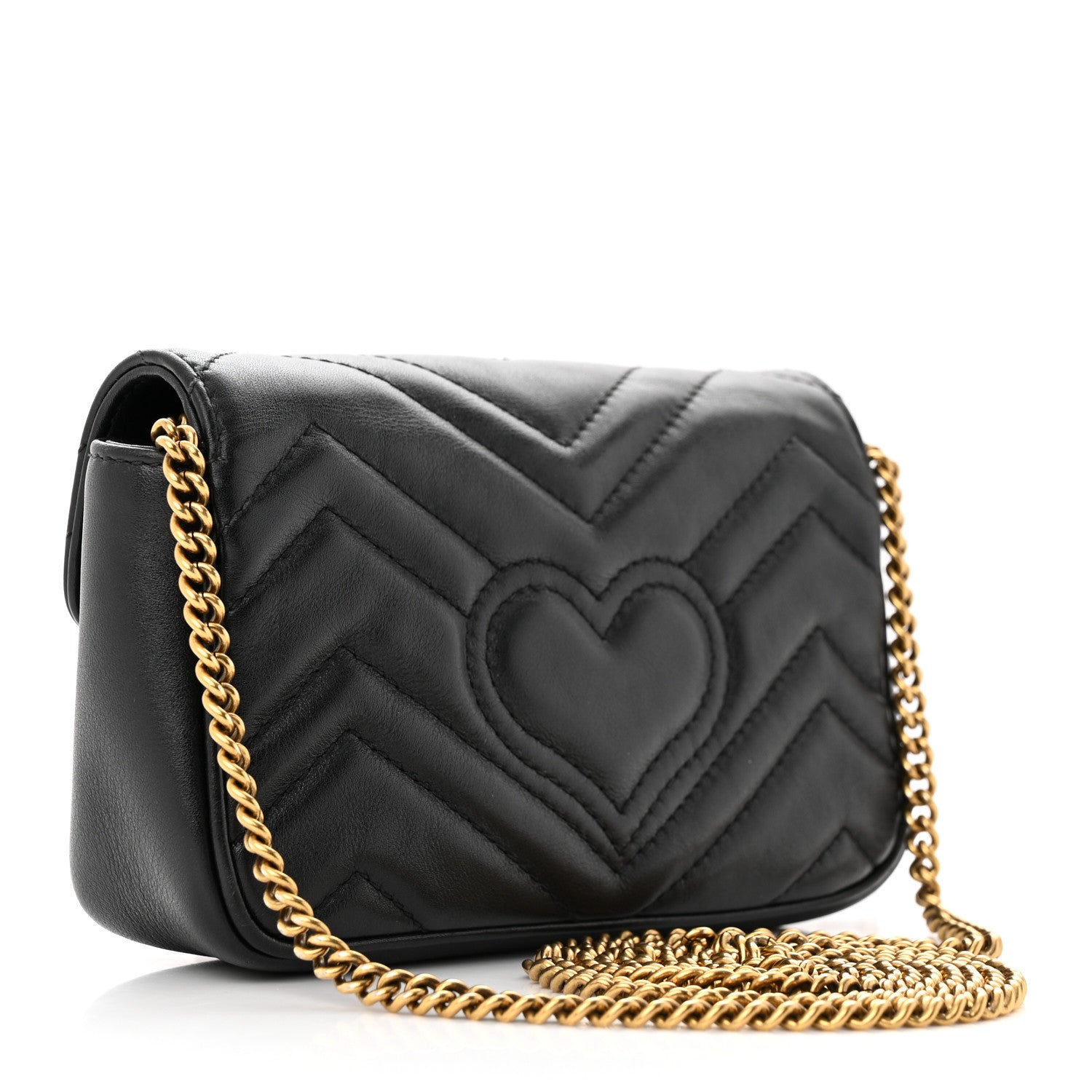 Gucci Calfskin Matelasse Super Mini GG Marmont Shoulder Bag Black 3 of 13