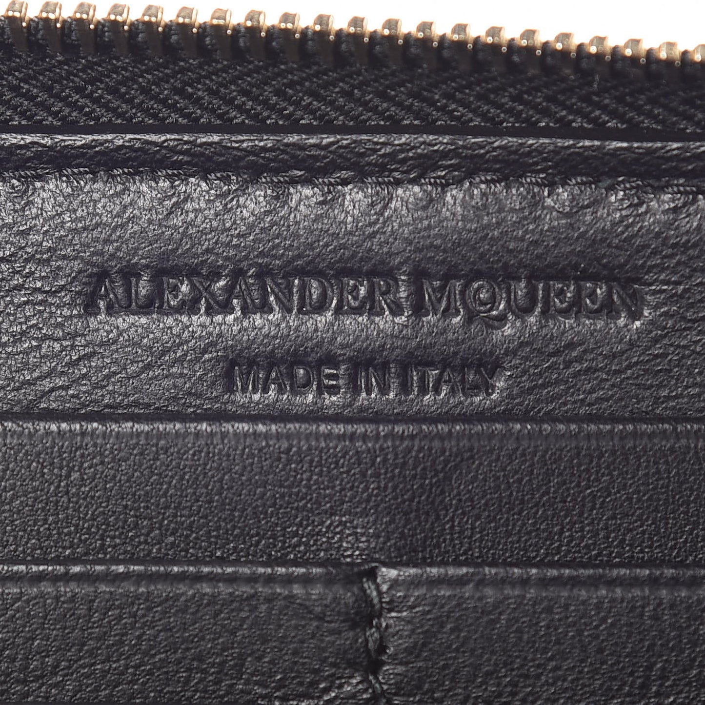 Pebbled Calfskin Skull Continental Zip Wallet Black