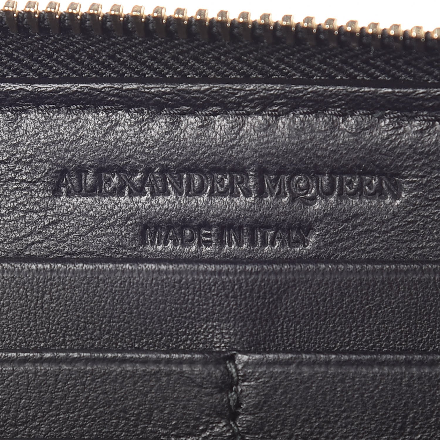 Alexander McQueen Pebbled Calfskin Skull Continental Zip Wallet Black 6 of 12