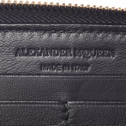 Alexander McQueen Pebbled Calfskin Skull Continental Zip Wallet Black 6 of 12