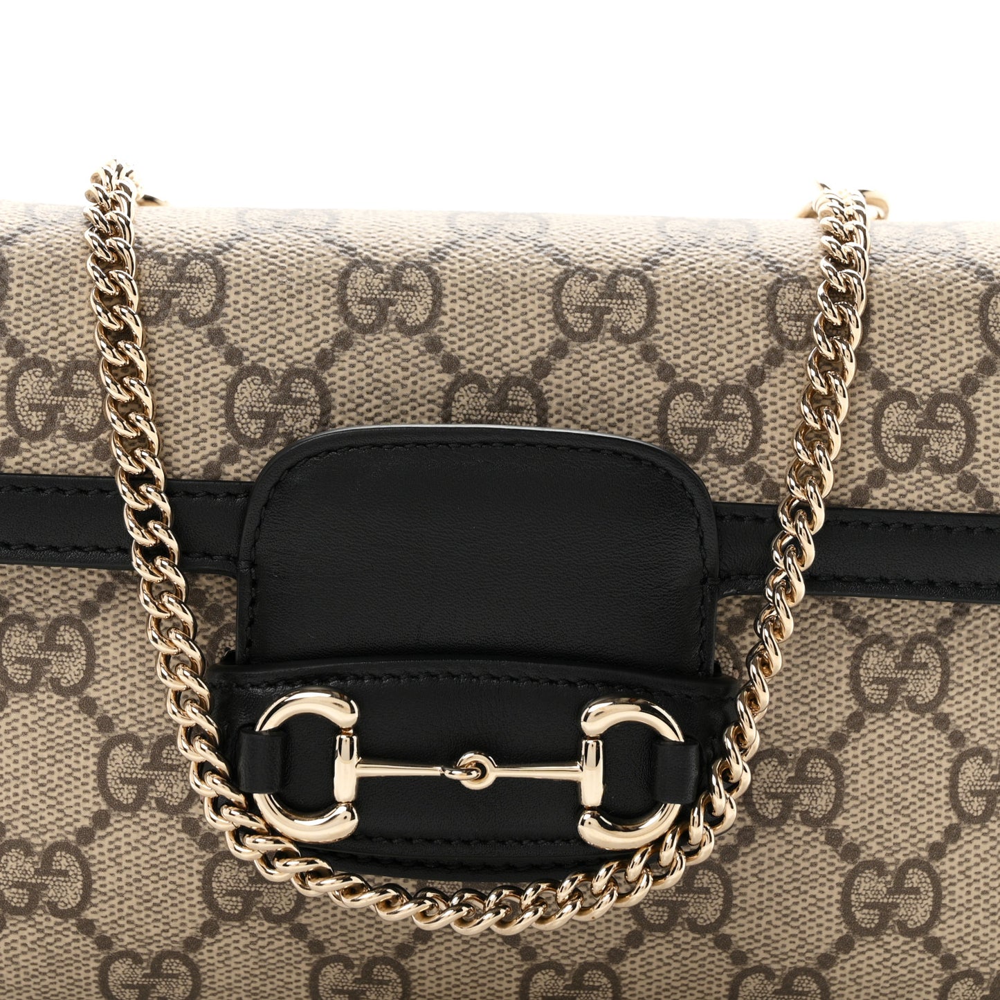 GG Supreme Monogram Azalea Calfskin Horsebit 1955 Mini Bag Beige Black