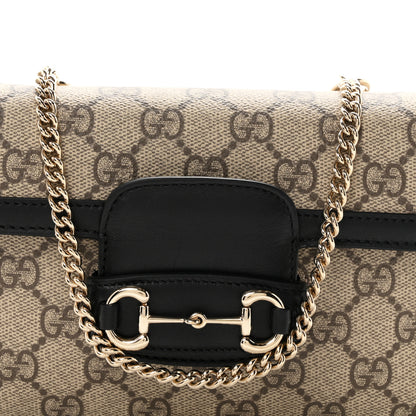Gucci GG Supreme Monogram Azalea Calfskin Horsebit 1955 Mini Bag Beige Black 8 of 10