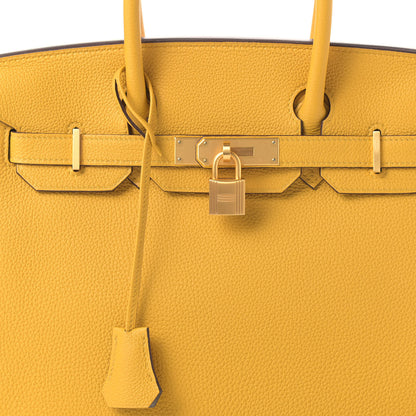 Hermes Togo Horseshoe Birkin 30 Jaune Ambre Etain 8 of 12