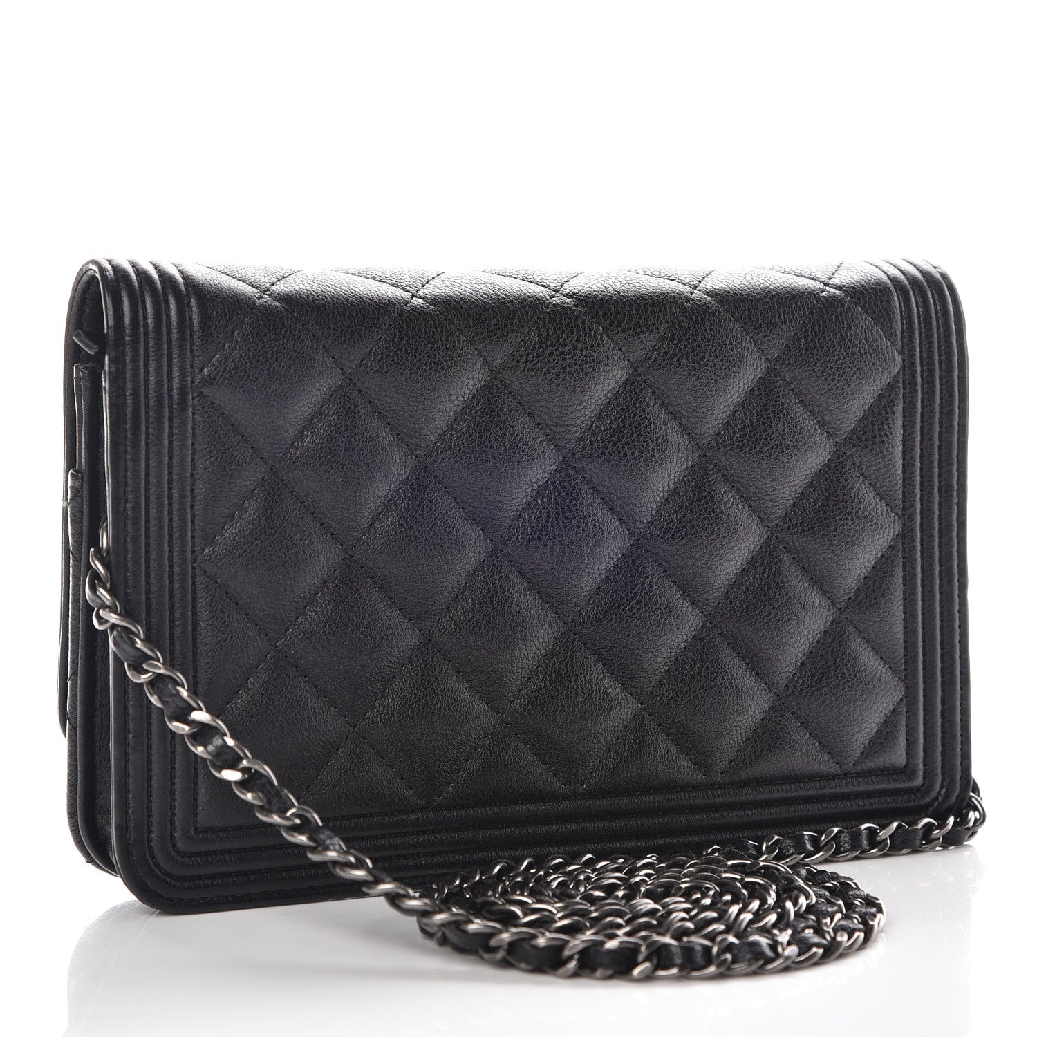 Chanel Calfskin Quilted Boy Wallet On Chain WOC Black 3 of 15