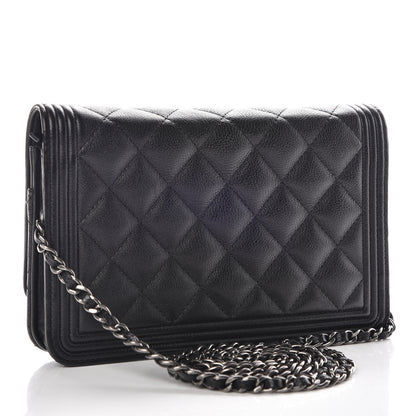 Chanel Calfskin Quilted Boy Wallet On Chain WOC Black 3 of 15