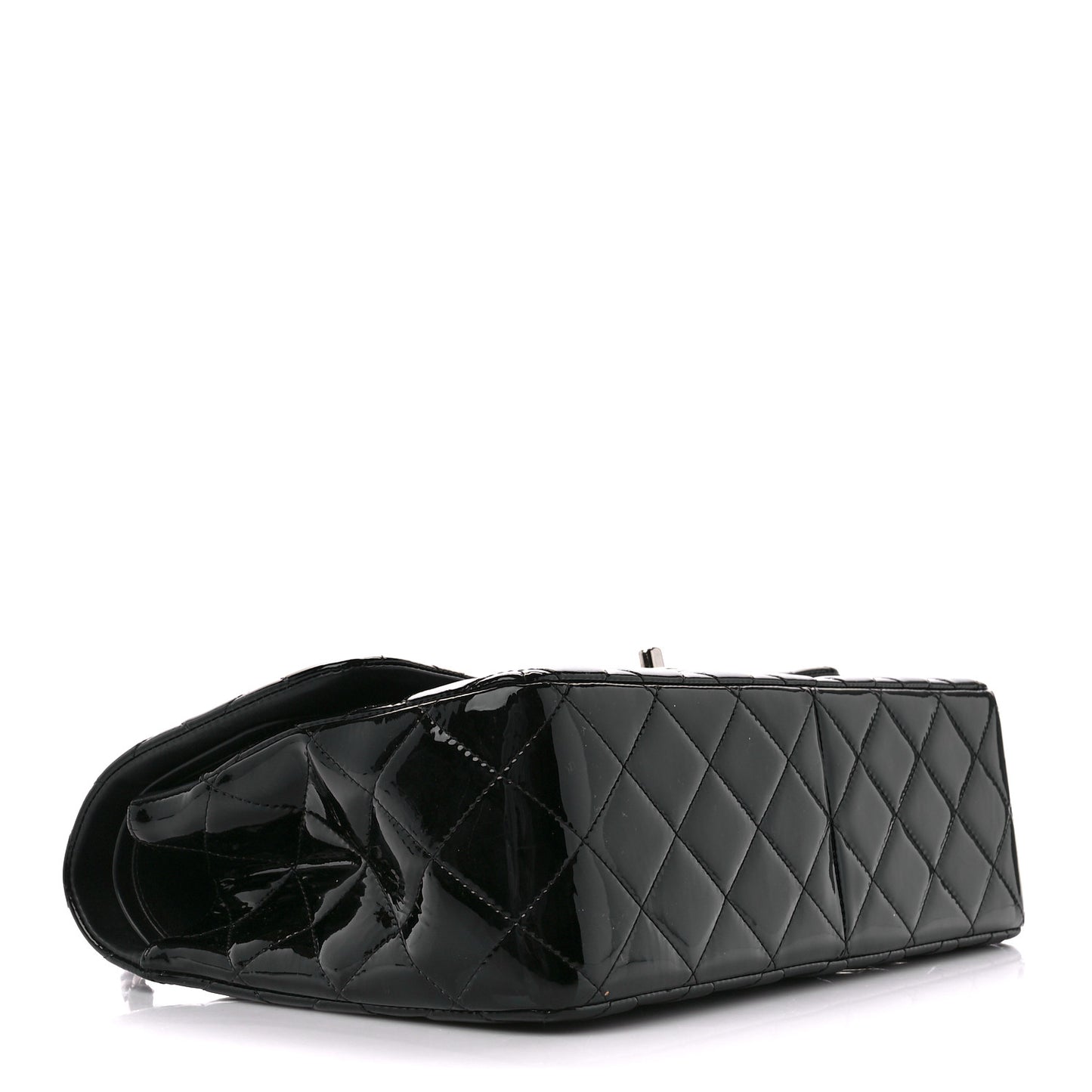 Patent Quilted Jumbo Double Flap Black