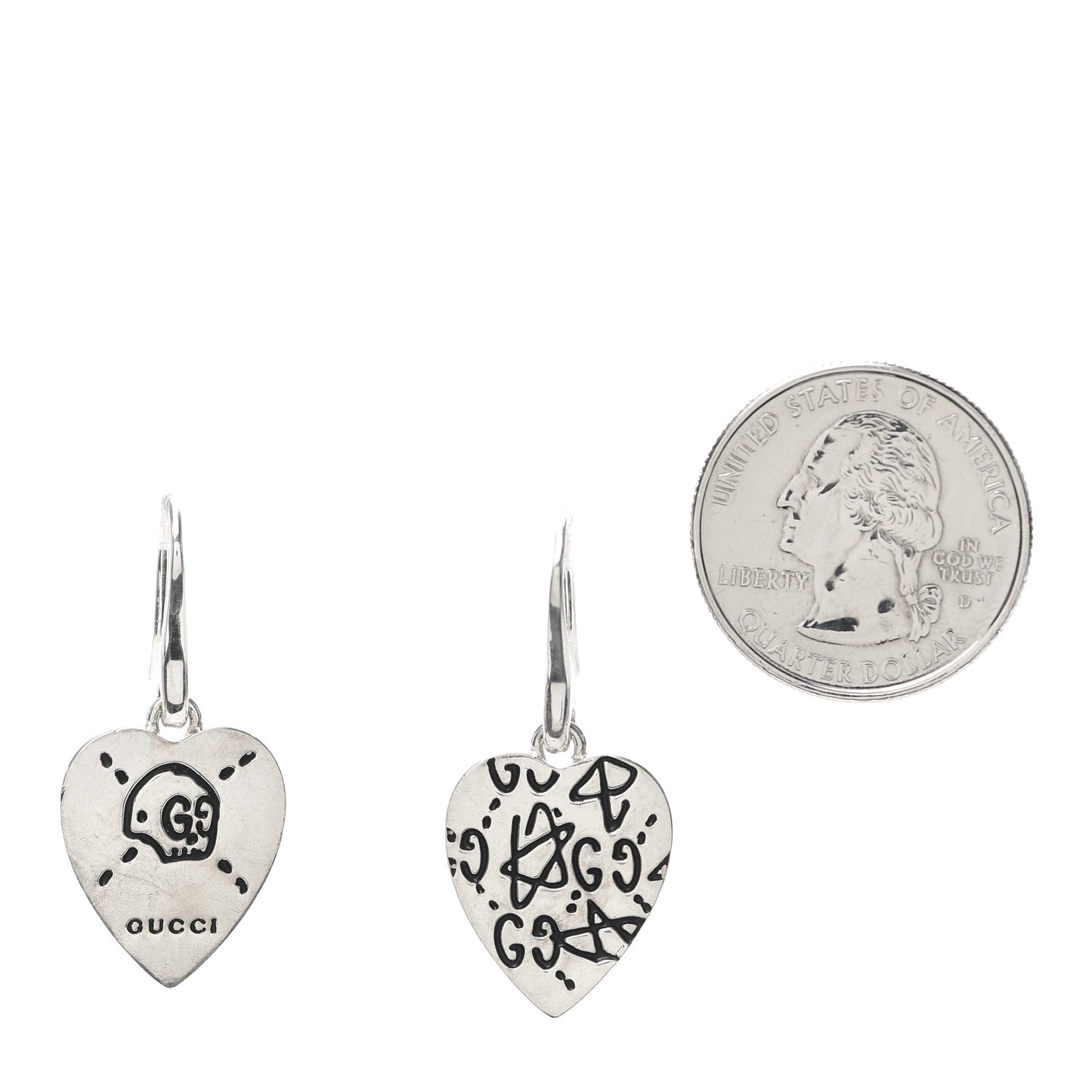 Sterling Silver GucciGhost Heart Drop Earrings