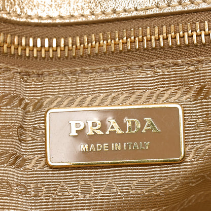 Prada Metallic Nappa Gaufre Tote Platino 6 of 9
