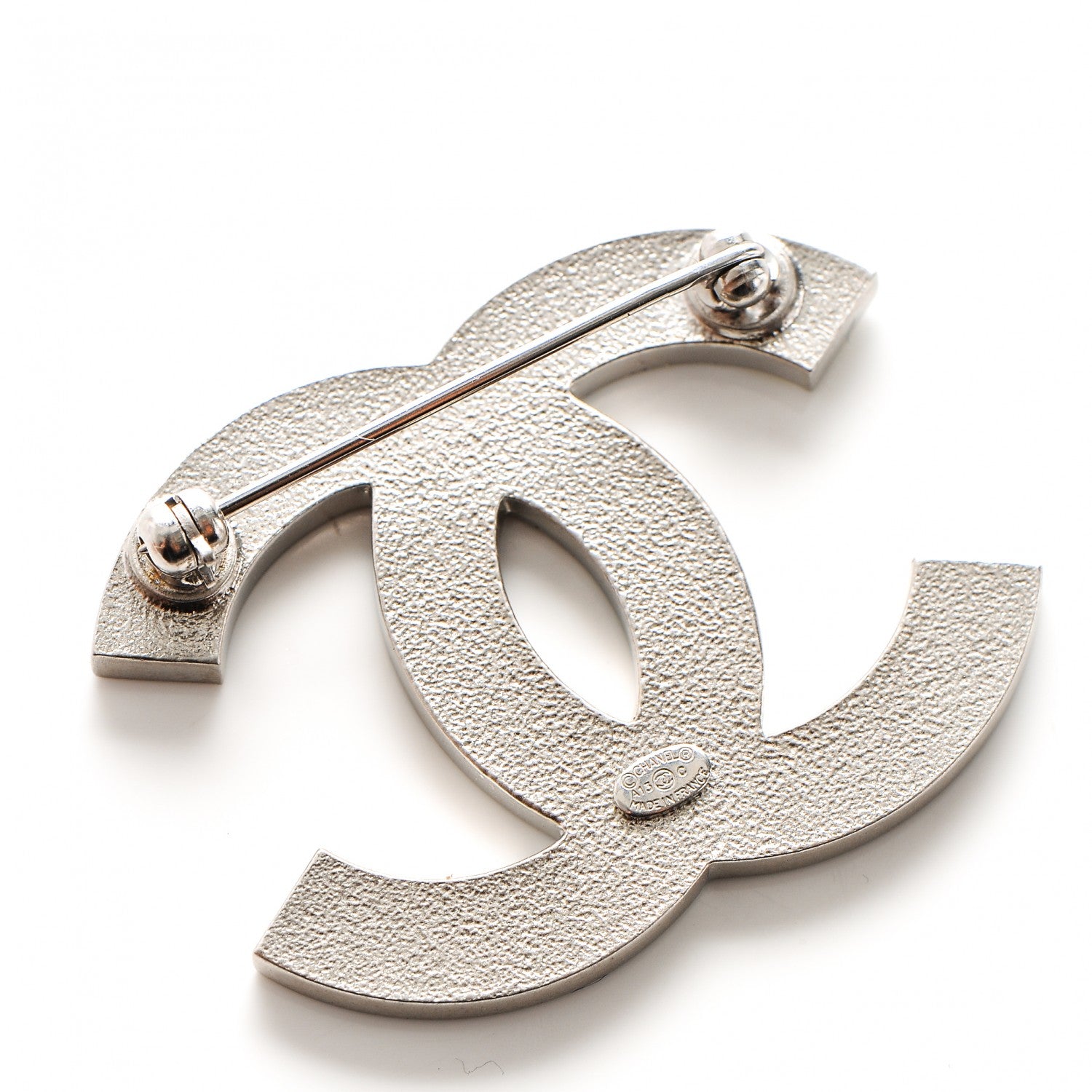 Chanel Enamel Striped CC Brooch Green Silver 4 of 4