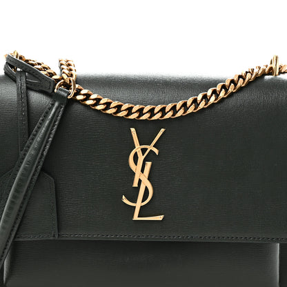 Saint Laurent Calfskin Medium Monogram Sunset Dark Green 7 of 9