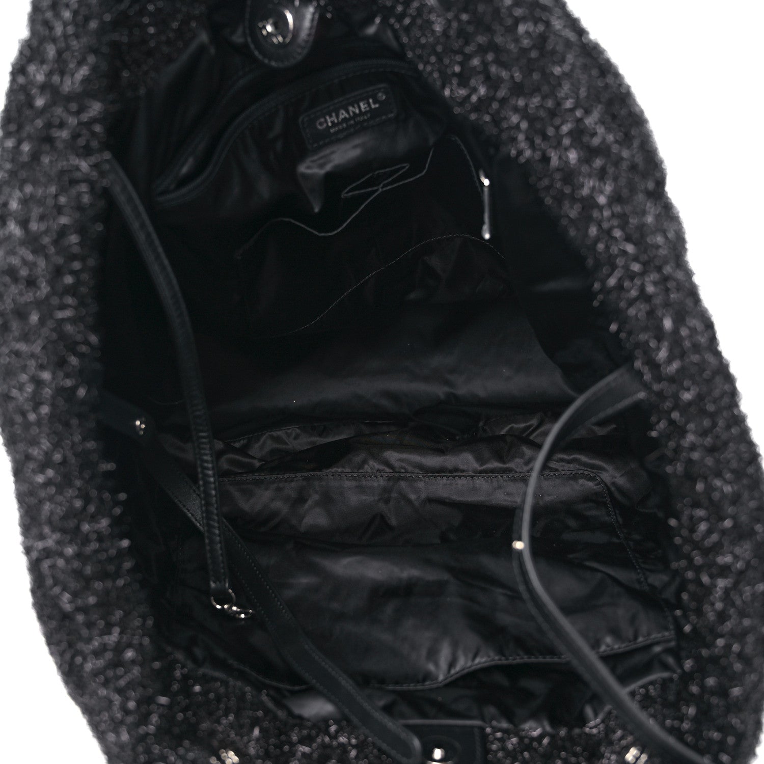 Chanel Knit Metallic Lambskin Large Shopping Tote Black 5 of 9