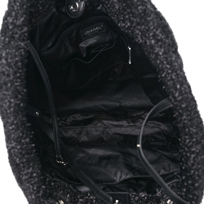 Chanel Knit Metallic Lambskin Large Shopping Tote Black 5 of 9