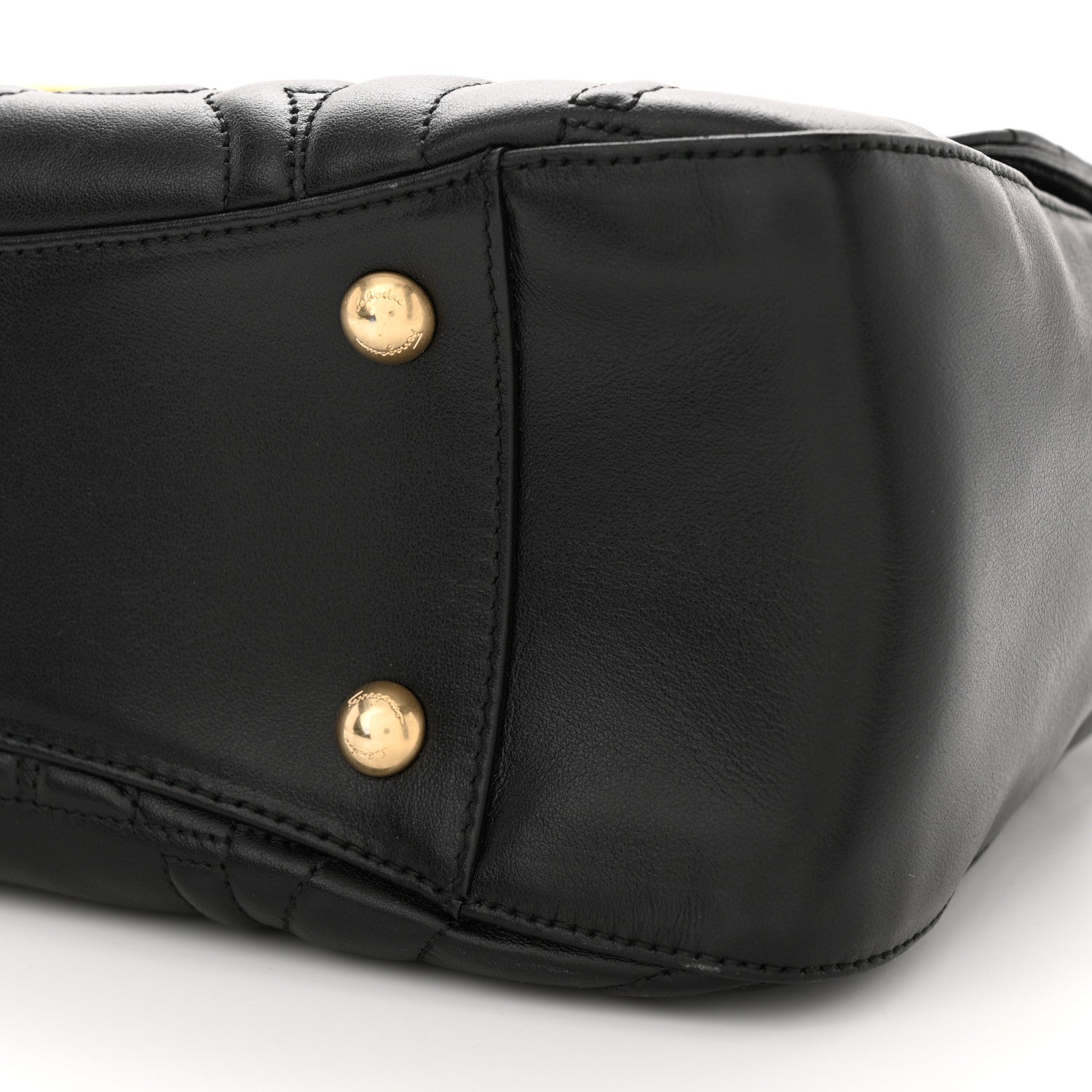 Salvatore Ferragamo Calfskin Quilted Gancini Top Handle Flap Bag Black 9 of 12