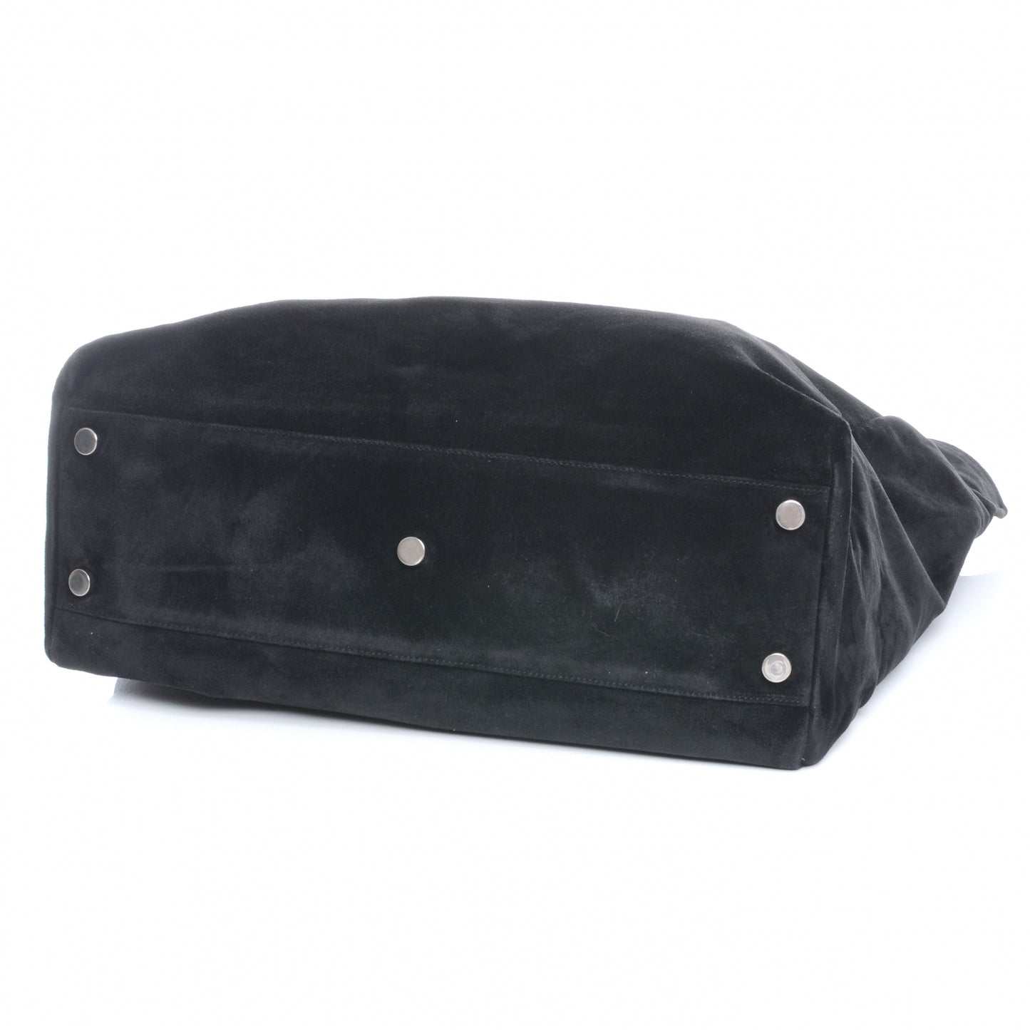 Suede Leather Reversible Shopper Tote Black
