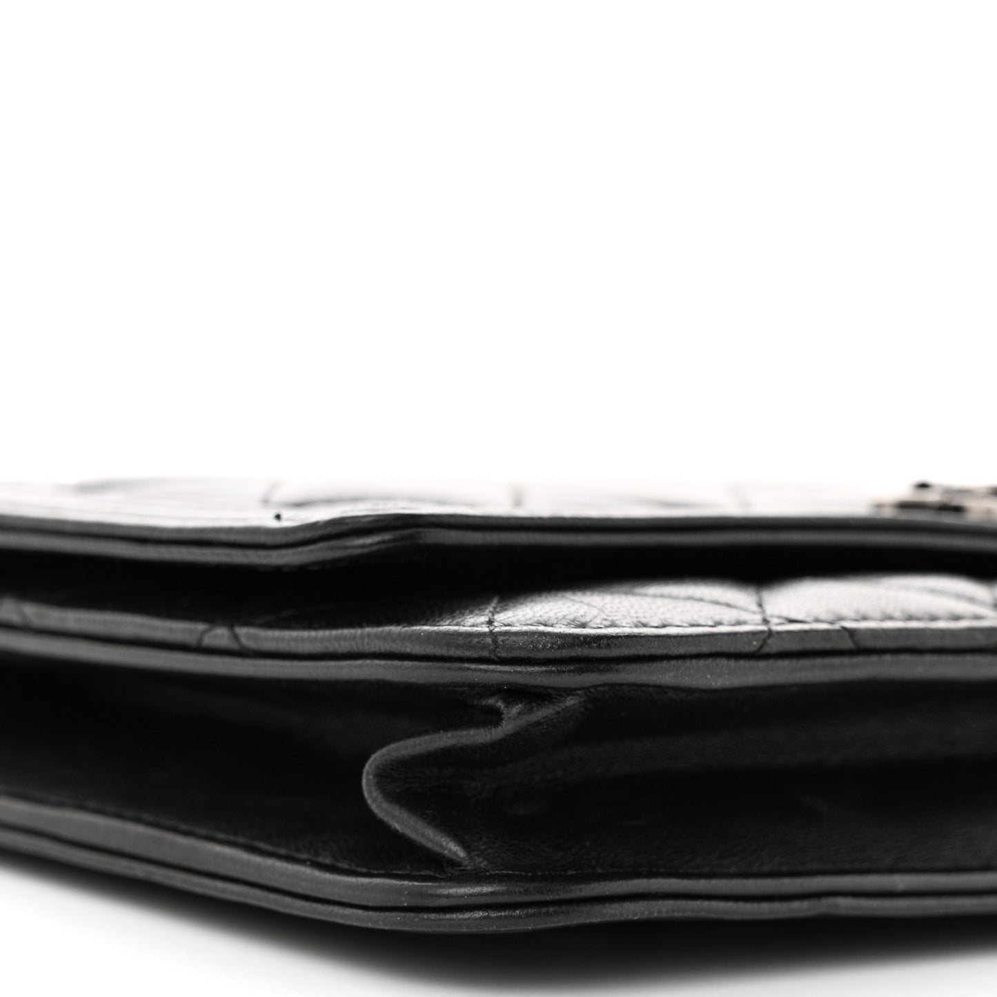 Lambskin Quilted Boy Wallet On Chain WOC Black