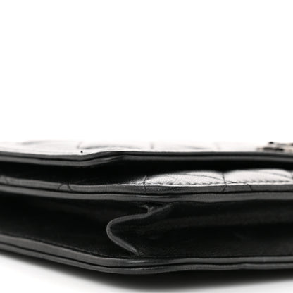 Chanel Lambskin Quilted Boy Wallet On Chain WOC Black 10 of 11