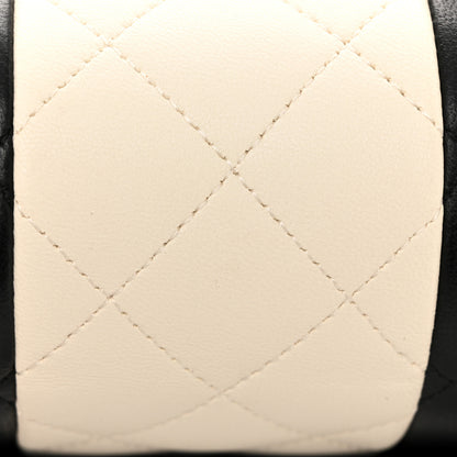 Chanel Lambskin Quilted Medium Double Flap Black White 14 of 15